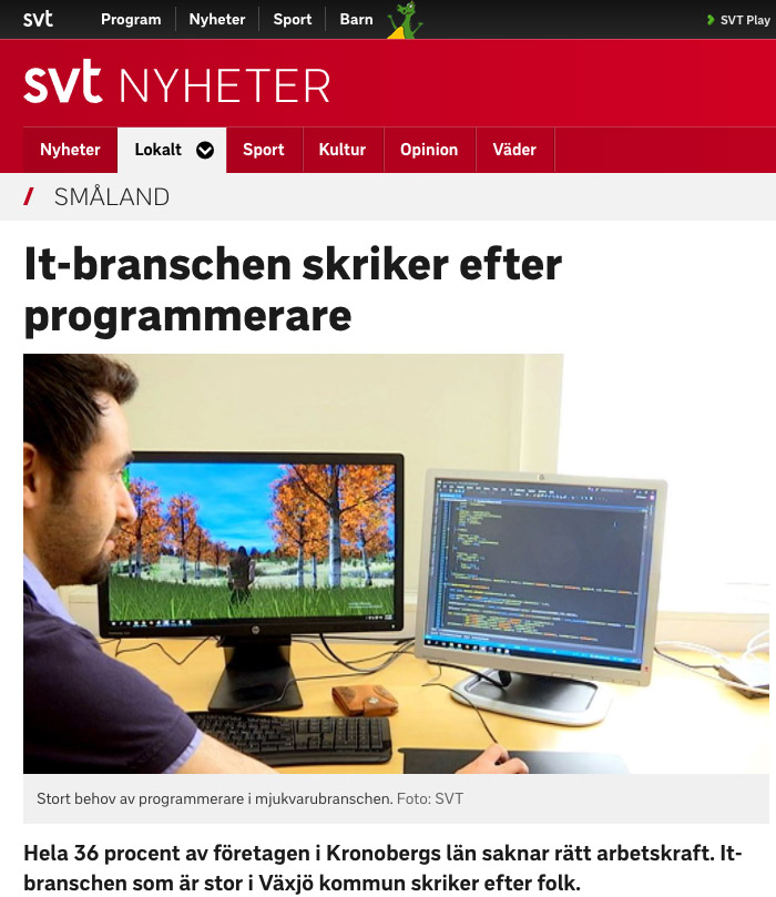 SVT Nyheter Småland: It-branschen skriker efter programmerare